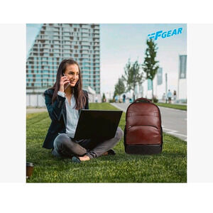 F GEAR Messenger Leather Backpack Shoulder Backpack Bookbag Travel Brown Black